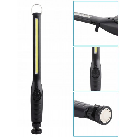 
Dirbtuvių lempa, įkraunamas darbinis žibintuvėlis su magnetu, LED 400 lm
