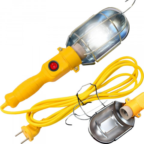 
Dirbtuvių kanalo šviestuvas su E27 sriegiu ir 10 m laidu
