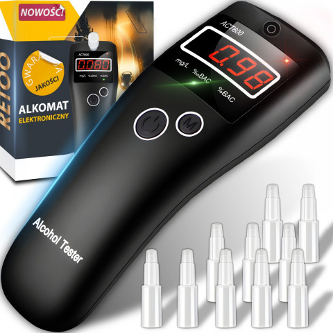 
Puslaidininkinis elektroninis LCD alkotesteris su 10 kandiklių
