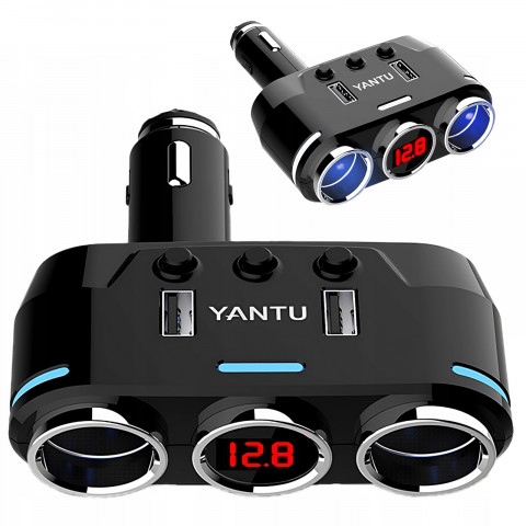 
Cigarečių žiebtuvėlio lizdo skirstytuvas-įkroviklis 2x USB-A LCD 12/ 24 V 100 W
