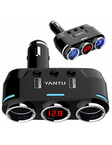 
Cigarečių žiebtuvėlio lizdo skirstytuvas-įkroviklis 2x USB-A LCD 12/ 24 V 100 W
