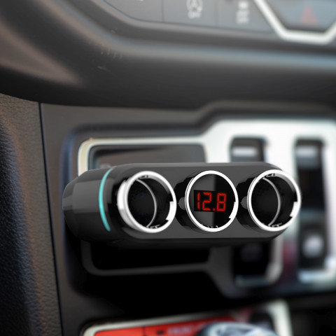 
Cigarečių žiebtuvėlio lizdo skirstytuvas-įkroviklis 2x USB-A LCD 12/ 24 V 100 W
