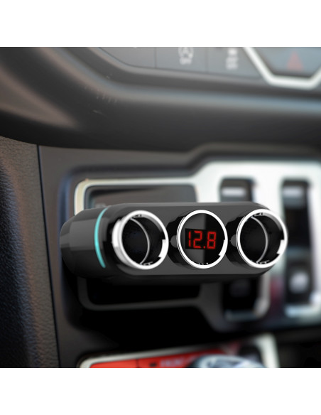 
Cigarečių žiebtuvėlio lizdo skirstytuvas-įkroviklis 2x USB-A LCD 12/ 24 V 100 W
