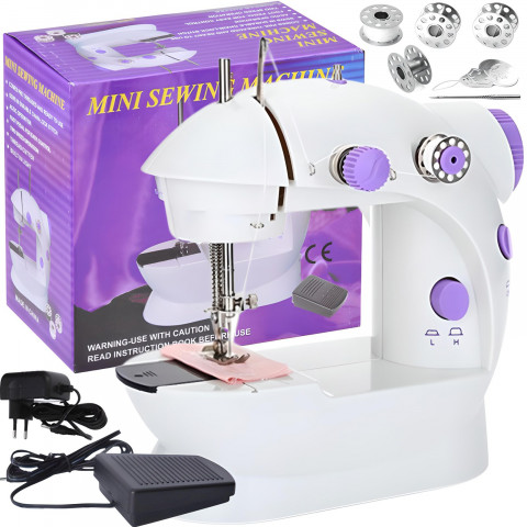 
Mini siuvimo mašina vaikams su 2 greičiais ir LED apšvietimu - rinkinys
