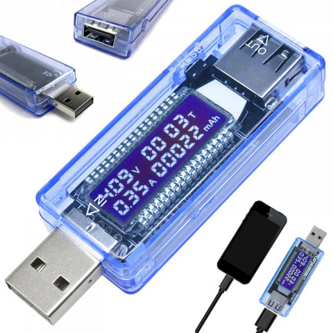 
USB įtampos, srovės ir laiko talpos testeris LCD 4-20 V 0-3 A
