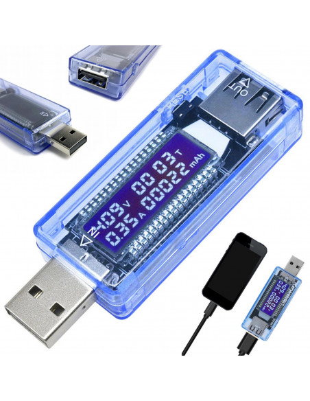 
USB įtampos, srovės ir laiko talpos testeris LCD 4-20 V 0-3 A
