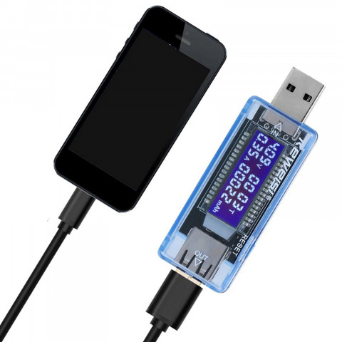 
USB įtampos, srovės ir laiko talpos testeris LCD 4-20 V 0-3 A
