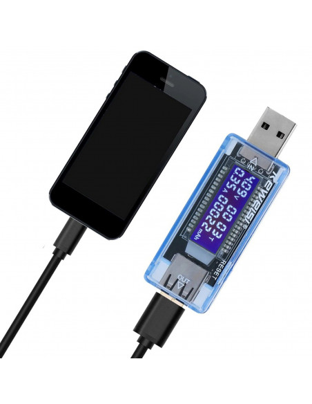 
USB įtampos, srovės ir laiko talpos testeris LCD 4-20 V 0-3 A
