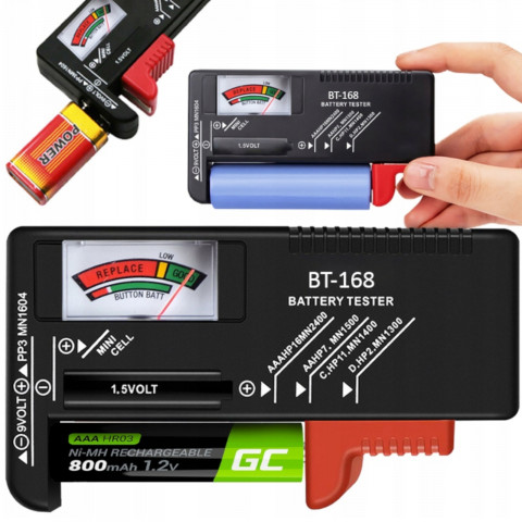 
Analoginis akumuliatoriaus matuoklio testeris R6 / R3 / R14 / R20 / CR / R9
