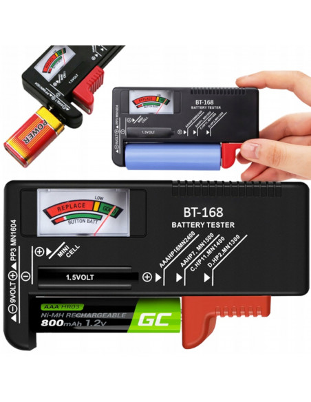 
Analoginis akumuliatoriaus matuoklio testeris R6 / R3 / R14 / R20 / CR / R9
