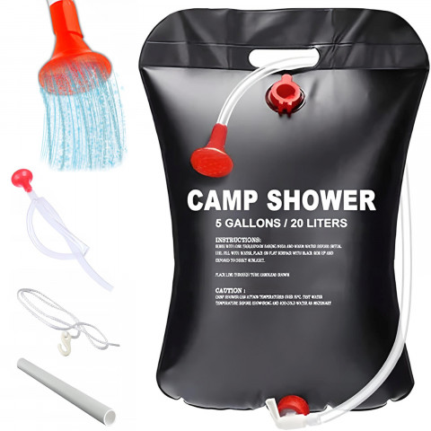 
Saulės energija varomas dušas stovyklavimui, stovyklavimui ar naudojimui lauke, 20 l
