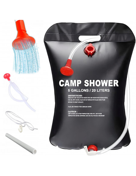 
Saulės energija varomas dušas stovyklavimui, stovyklavimui ar naudojimui lauke, 20 l
