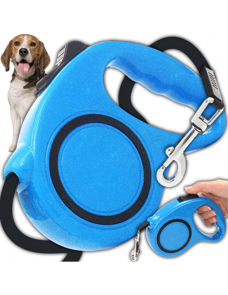 
Automatinis ištraukiamas juostinis pavadėlis su spyna šunims iki 15 kg, 5 m - mėlynas
