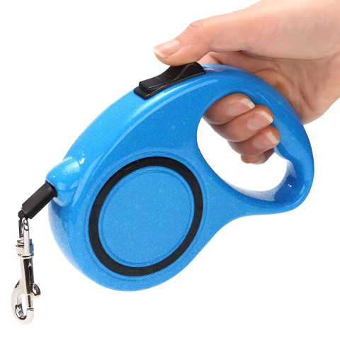 
Automatinis ištraukiamas juostinis pavadėlis su spyna šunims iki 15 kg, 5 m - mėlynas
