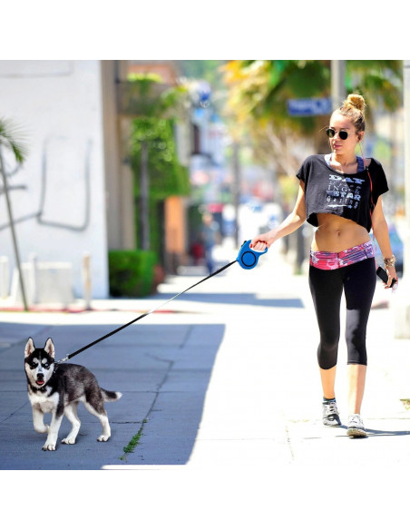 
Automatinis ištraukiamas juostinis pavadėlis su spyna šunims iki 15 kg, 5 m - mėlynas
