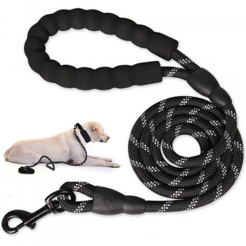 
Tvirtas šunų dresūros pavadėlis su šviesą atspindinčiais įdėklais, 1,5 m
