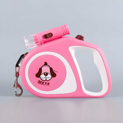 
Automatinis ištraukiamas pavadėlis šunims ir katėms su spyna ir LED žibintuvėliu iki 15 kg, 5 m - rožinis
