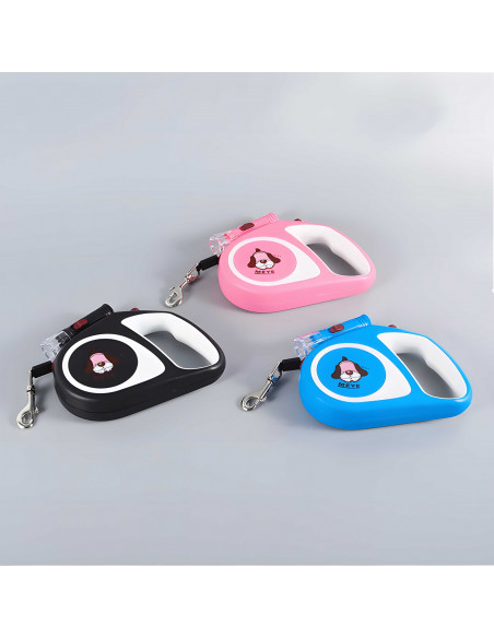 
Automatinis ištraukiamas pavadėlis šunims ir katėms su spyna ir LED žibintuvėliu iki 15 kg, 5 m - mėlynas
