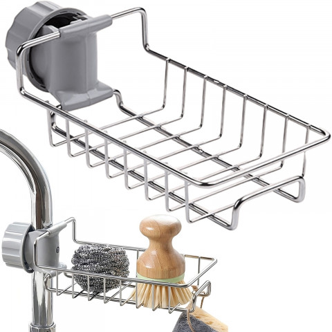 
Kriauklės maišytuvo lentynėlė kempinėms, pritvirtinta prie kriauklės
