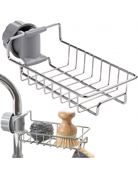 
Kriauklės maišytuvo lentynėlė kempinėms, pritvirtinta prie kriauklės
