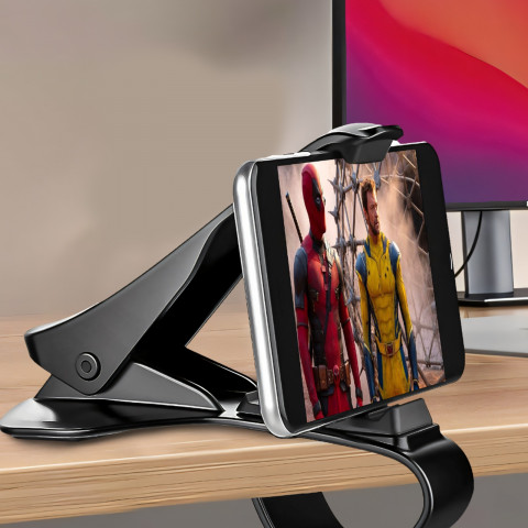 
Automobilinis telefono laikiklis su segtuku, skirtas prietaisų skydeliui (4-6,5 colių).
