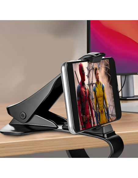 
Automobilinis telefono laikiklis su segtuku, skirtas prietaisų skydeliui (4-6,5 colių).
