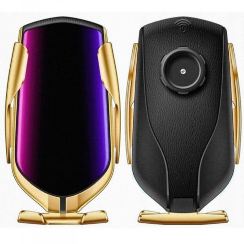 
Automobilinis laikiklis su telefono įkrovikliu oro išleidimo angai - juodas ir auksinis
