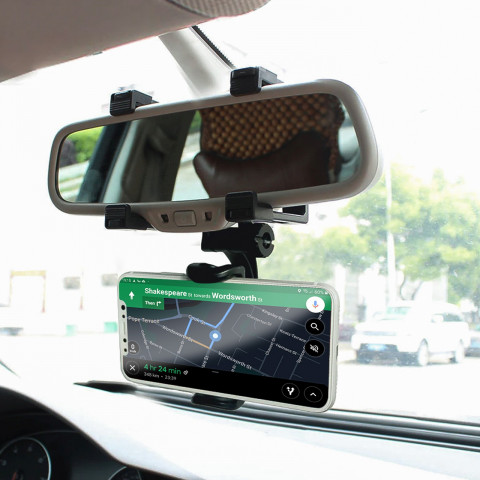 
Automobilinis telefono laikiklis galinio vaizdo veidrodėliui
