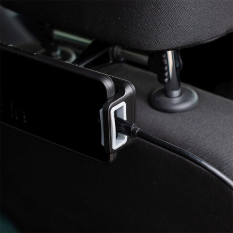 
Automobilinis telefono ir planšetinio kompiuterio laikiklis, tvirtinamas prie galvos atramos (4,7–11,5 colio).
