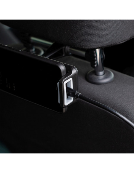 
Automobilinis telefono ir planšetinio kompiuterio laikiklis, tvirtinamas prie galvos atramos (4,7–11,5 colio).
