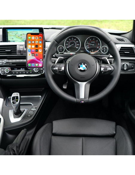 
Automobilinis telefono laikiklis, skirtas priekiniam stiklui, prietaisų skydeliui arba grotelėms
