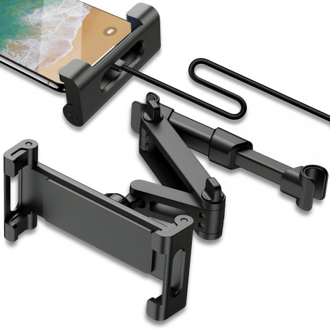 
Teleskopinis automobilio galvos atramos laikiklis telefonui ir planšetiniam kompiuteriui
