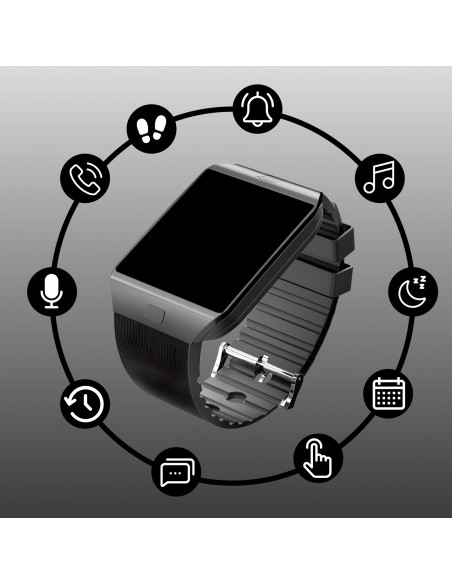 
Išmanusis laikrodis su SIM kortele, „Bluetooth“ ryšiu ir „microSD“ kamera
