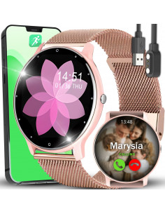 
Išmanusis laikrodis moterims, atsparus vandeniui, žingsniamatis, širdies ritmo matavimas, IPS 1.28& 39 & 39 