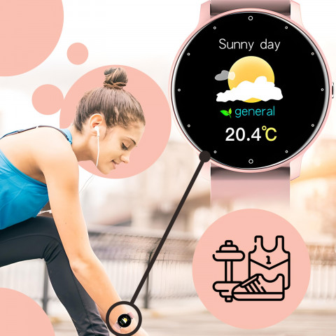 
Išmanusis laikrodis moterims, atsparus vandeniui, žingsniamatis, širdies ritmo matavimas, IPS 1.28& 39 & 39 