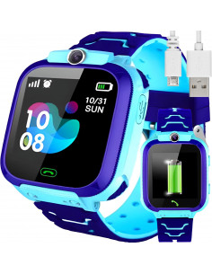 
Išmanusis laikrodis vaikams su SIM kortele, GPS vietos nustatymu, SOS kamera, žibintuvėliu – mėlynas
