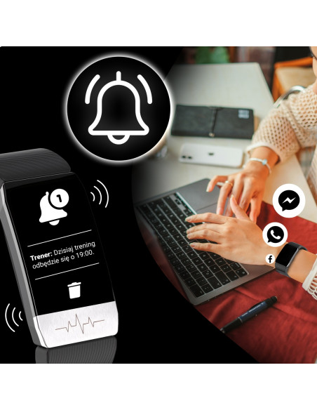 
Išmanusis sportinis laikrodis su miego stebėjimo funkcija, atspariu vandeniui, BT + dirželiai
