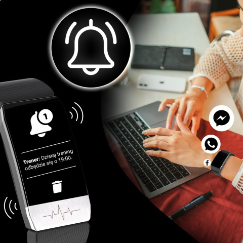 
Išmanusis sportinis laikrodis su miego stebėjimo funkcija, atspariu vandeniui, BT + dirželiai
