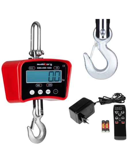Pakabinamos kabliuko svarstyklės su nuotolinio valdymo pultu iki 1 tonos 1T LCD raudonas Pakabinamos kabliuko svarstyklės su nuotolinio valdymo pultu iki 1 tonos 1T LCD raudonas