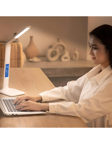 
LED stalinė lempa, 3 ryškumo lygiai, žadintuvas, kalendorius, laikrodis, termometras, 260 lm, 5 W
