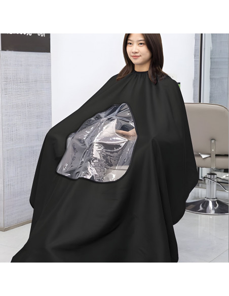 
Apsauginė kirpėjo prijuostė su langeliu kirpimui ir dažymui 140 x 110 cm
