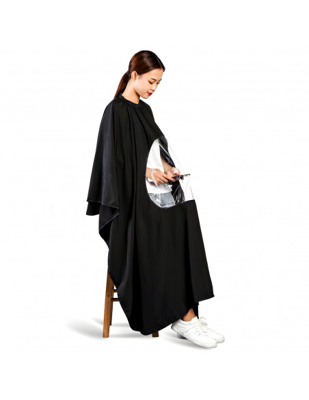 
Apsauginė kirpėjo prijuostė su langeliu kirpimui ir dažymui 140 x 110 cm
