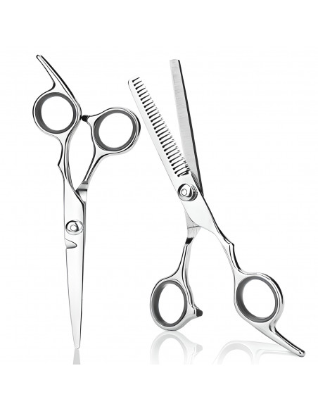 
Kirpyklos įrankių rinkinys plaukams ir barzdai dėkle: retinimo žirklės, šukos, segtukai - 7 vnt.
