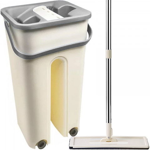 
Plokščia šluostė su dviejų kamerų kibiru ir gręžtuvu, 2 įdėklais, 2 x 4,5 l
