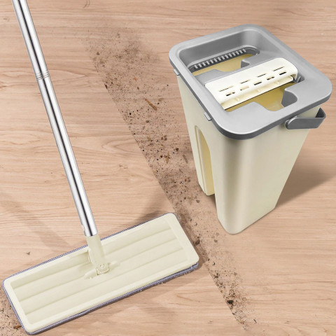 
Plokščia šluostė su dviejų kamerų kibiru ir gręžtuvu, 2 įdėklais, 2 x 4,5 l
