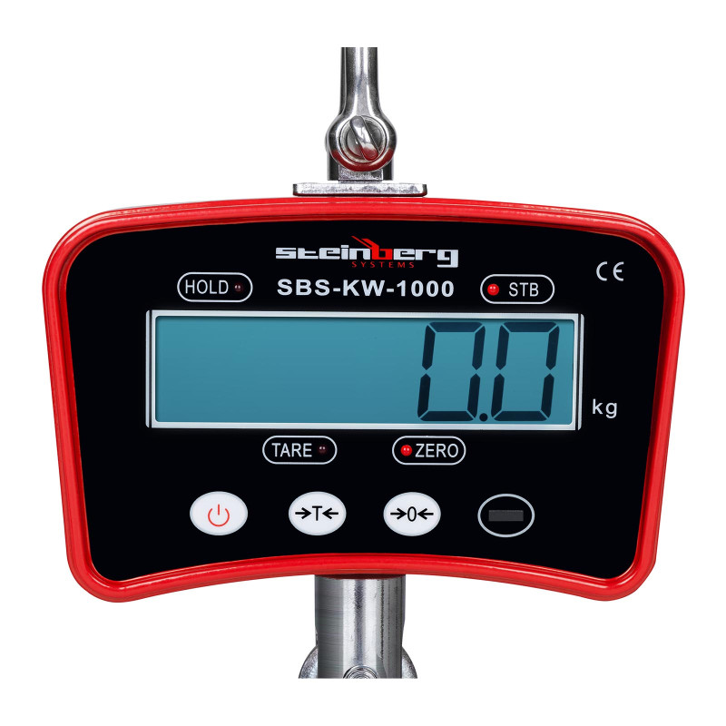 Pakabinamos kabliuko svarstyklės su nuotolinio valdymo pultu iki 1 tonos 1T LCD raudonas