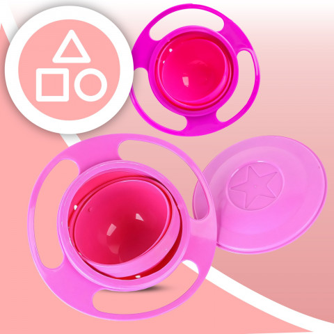 
Vaikiškas dubuo su dangteliu, atsparus išsiliejimui - rožinis
