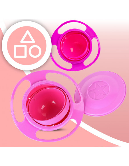 
Vaikiškas dubuo su dangteliu, atsparus išsiliejimui - rožinis
