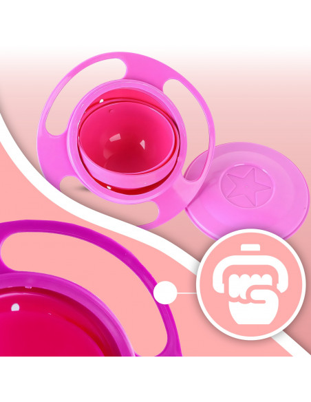 
Vaikiškas dubuo su dangteliu, atsparus išsiliejimui - rožinis
