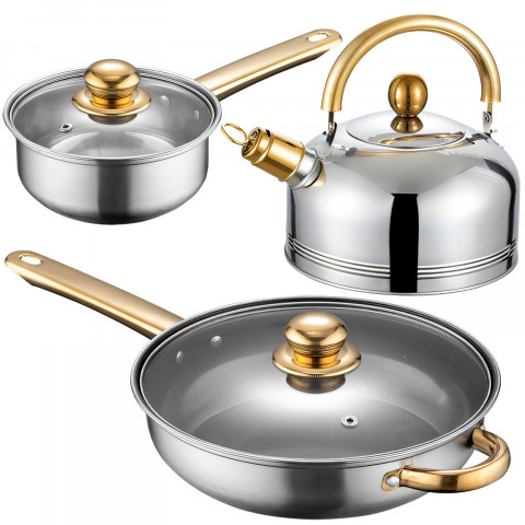 
Virtuvinių puodų su dangčiais, virduliu ir keptuve rinkinys - 11 vnt.
